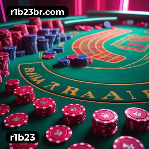 r1b23 App home screen with mobile slots and casino categories